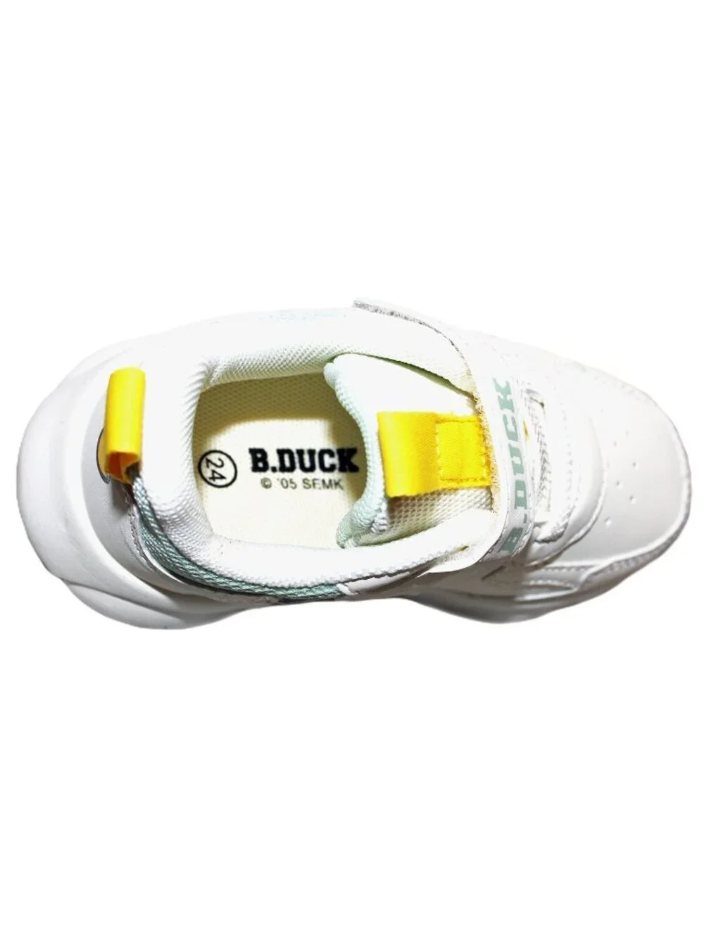 B.Duck Toddler Sneakers Girl and Boy 3D Cartoon White Yellow Size 8 Hook & Loop